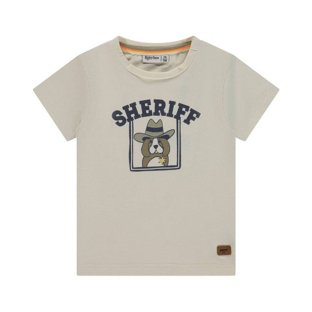 NEW BABYFACE boy's pup sheriff short sleeve t shirt in off white